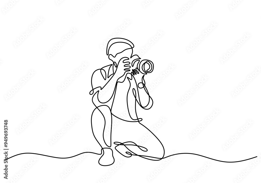 Minimalist Vector Illustration of a Photographer Capturing the Perfect Shot with a Camera Minimalist Vector Illustration of a Photographer Capturing the Perfect Shot with a Camera