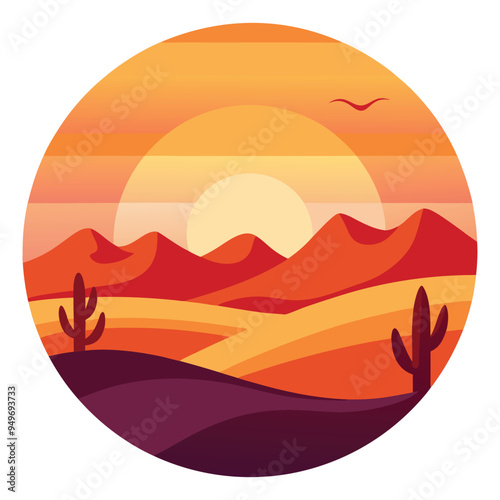 Vector Sunset in the Dessert