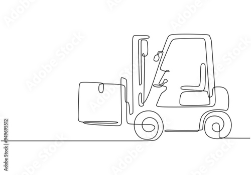 Minimalist Continuous Line Drawing of a Forklift in Vector Design