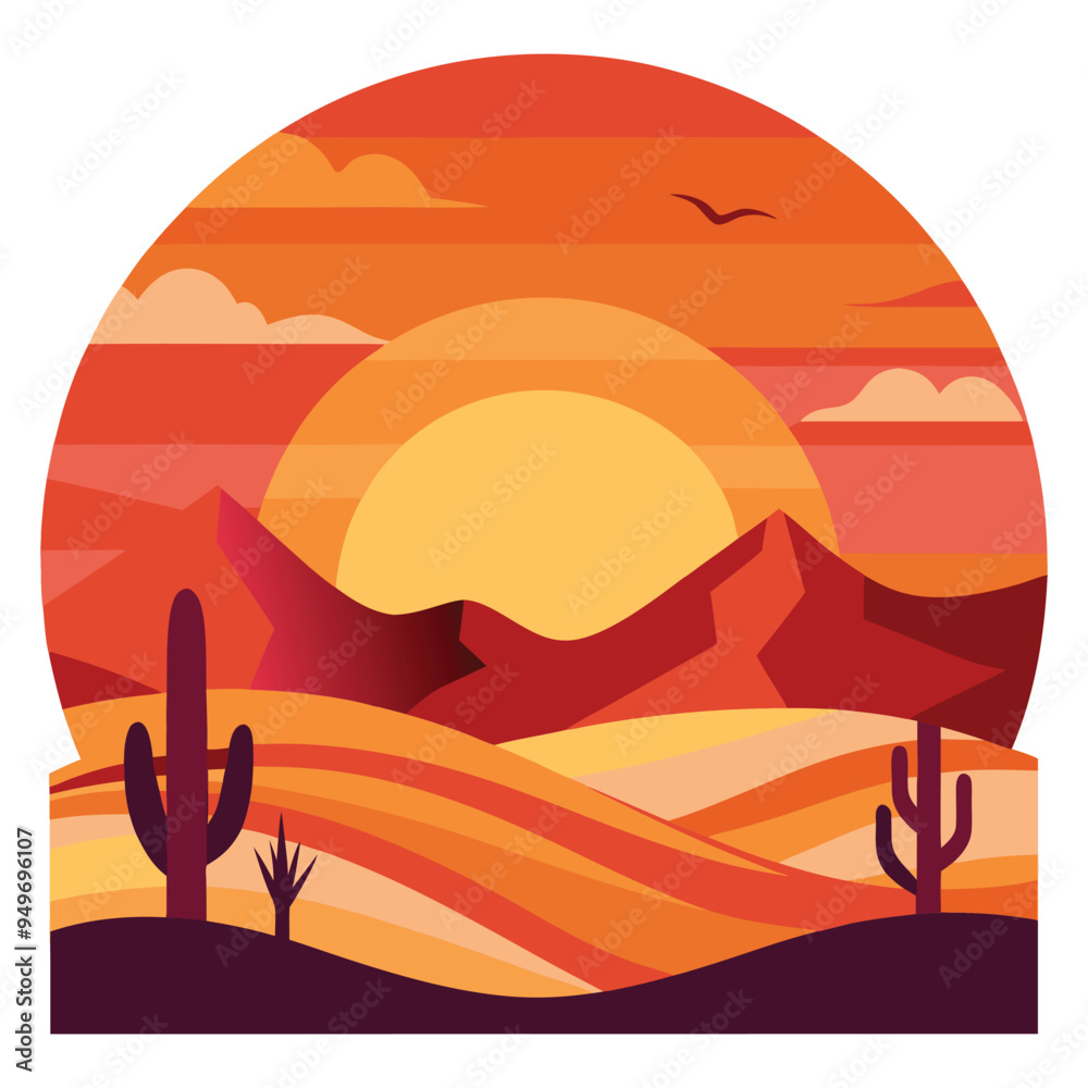 Vector, Sunset in the Dessert