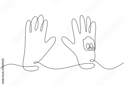 Vector illustration of safety gloves in a single continuous line design