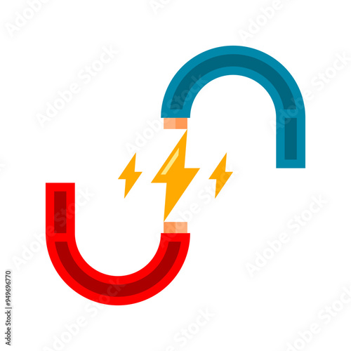 Broken electric cable wire short circuit icon flat vector design