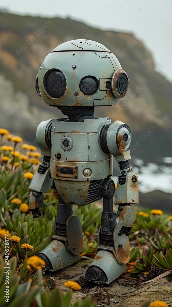 Fototapeta premium Intricate Robot Design Showcased in a Mysterious Environment