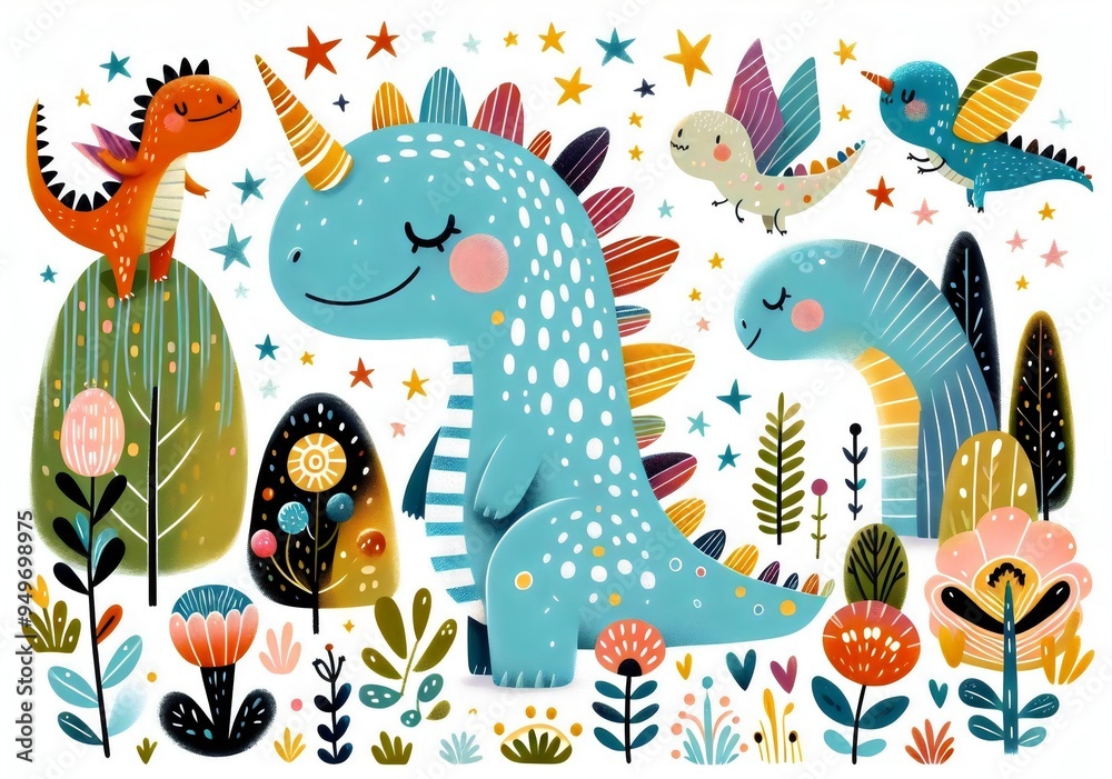 Dinosaurios Fantásticos en Jardines Mágicos