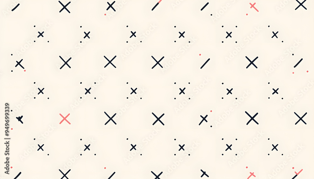 Obraz premium Repeating patterns of small, simple shapes like dots, crosses, or lines, spaced out across a solid background