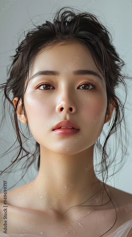 Naklejka premium Beauty Asian Woman Enjoying Spa Treatment for Healthy Skin Care.