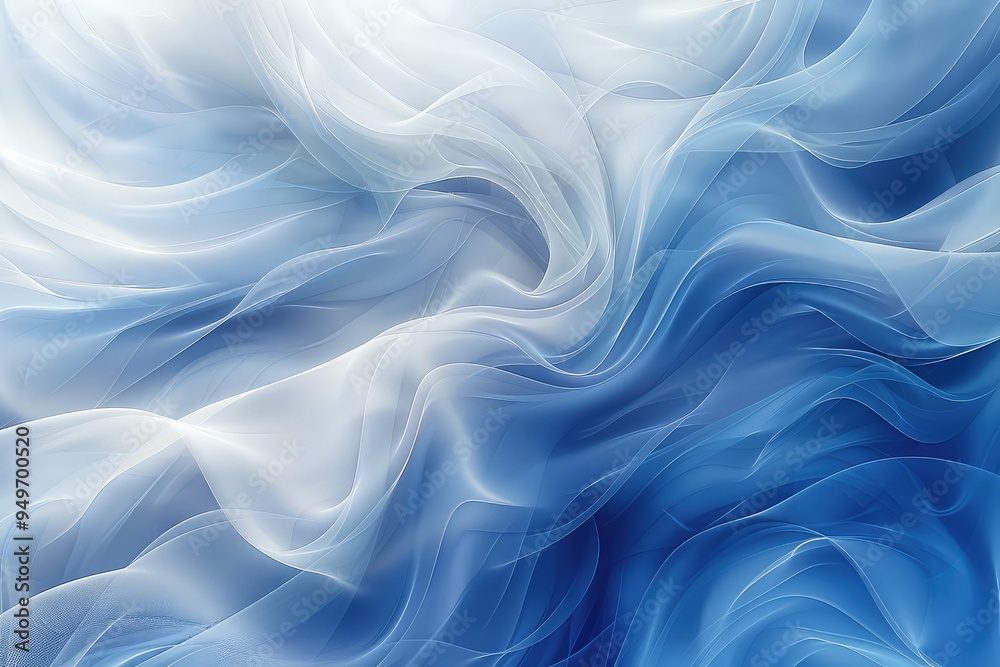 Abstract background with flowing, harmonious shapes in shades of blue and white. Abstract background with flowing, harmonious shapes in shades of blue and white.