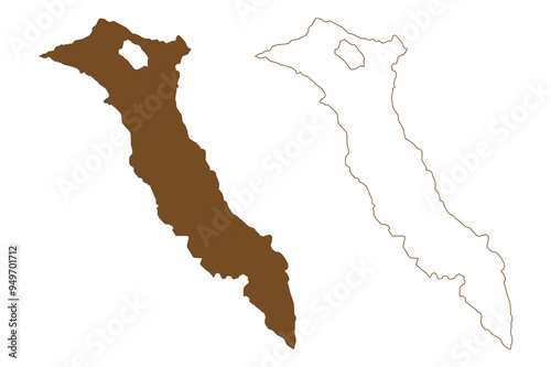 Bering island (Russia, Russian Federation, Kamchatka) map vector illustration, scribble sketch Behring map
