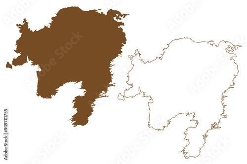 Bjorko island (Republic of Finland) map vector illustration, scribble sketch Björkö map photo