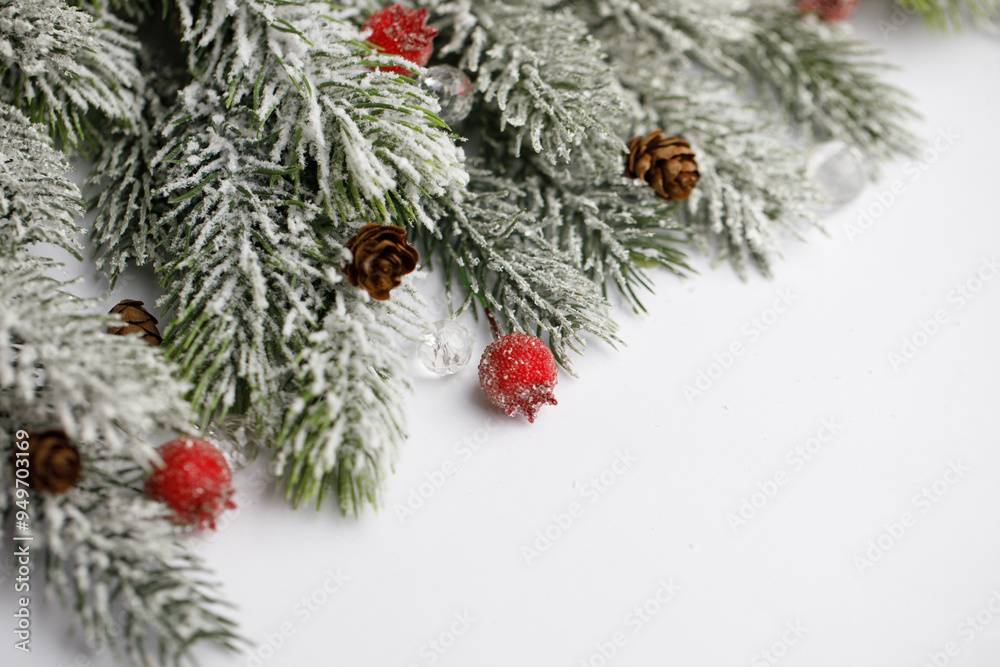 Merry Christmas and Happy New Year card. Christmas decoration on white background. Merry Christmas and Happy New Year card. Christmas decoration on white background.