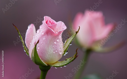 Dew-Kissed Rosebud for a Romantic Valentine Background photo