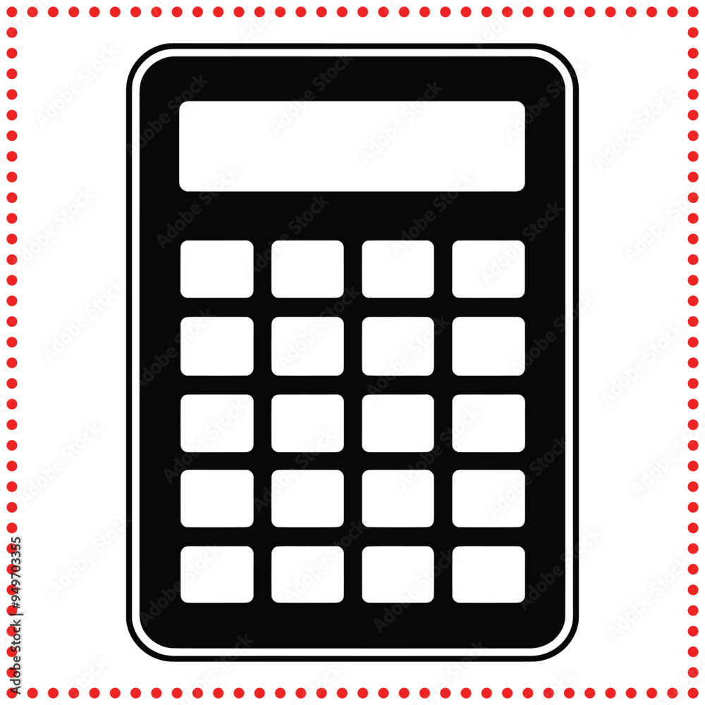 Monochrome Calculator Silhouette with Grid of Buttons in Vector Art Monochrome Calculator Silhouette with Grid of Buttons in Vector Art