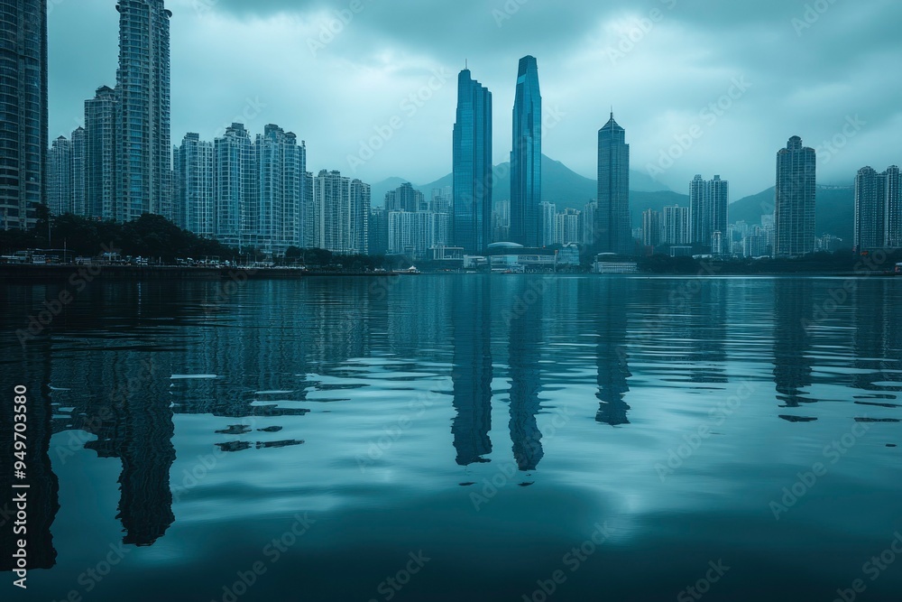 Reflection of Skyscrapers in a Calm City Harbor Reflection of Skyscrapers in a Calm City Harbor