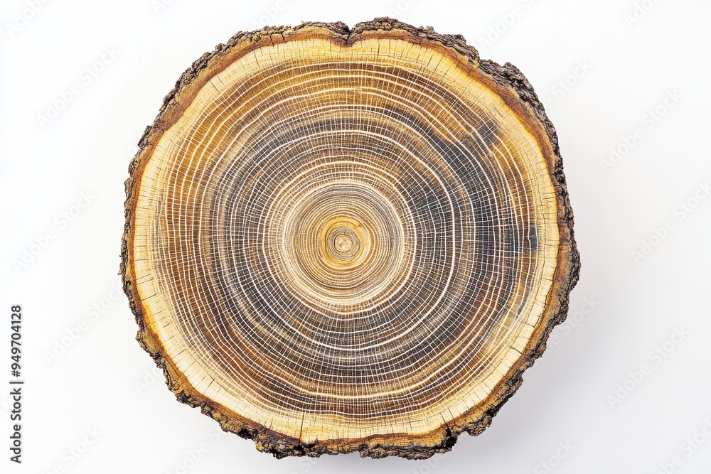 Cross-section of a tree trunk showcasing growth rings and natural wood texture. Cross-section of a tree trunk showcasing growth rings and natural wood texture.