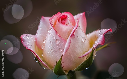 Dew-Kissed Rosebud for a Romantic Valentine Background photo