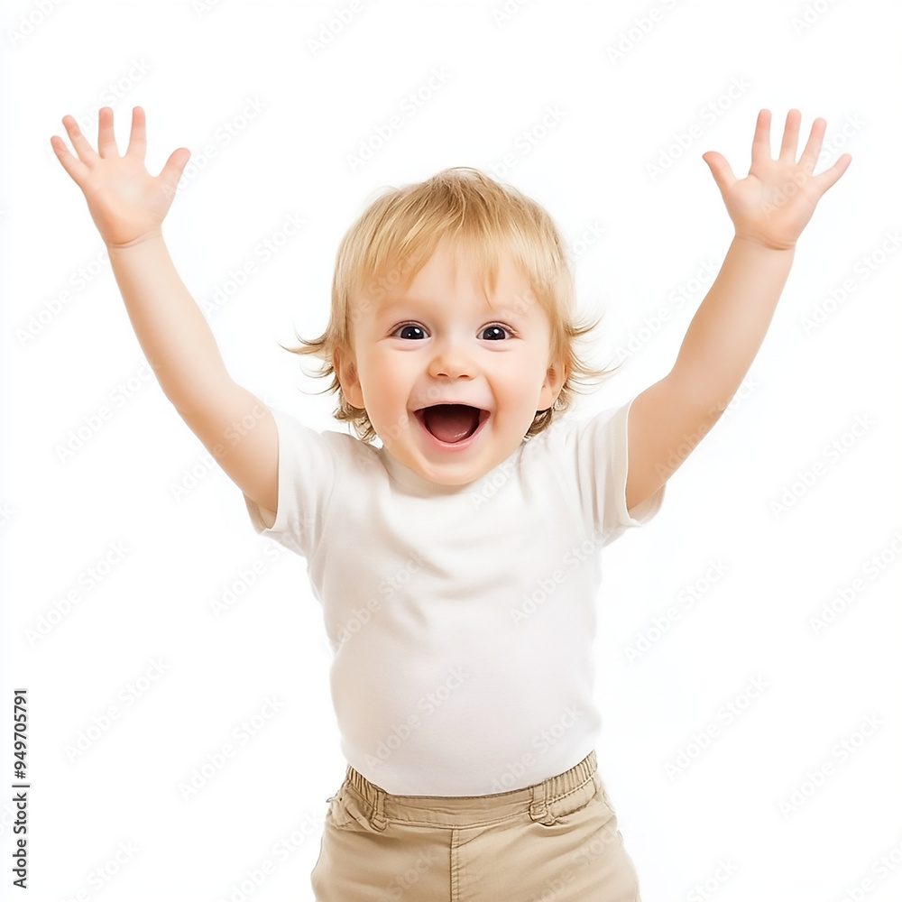 child with hands up isolated on white child with hands up isolated on white