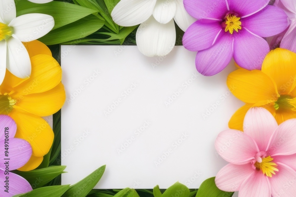 Blank white paper with a colorful flower mockup