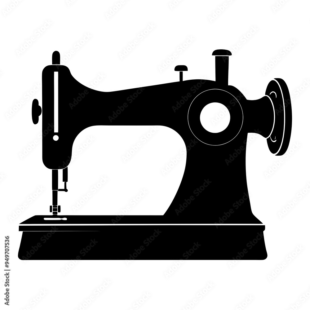 Sewing machine Silhouette image art for vector illustration on white background