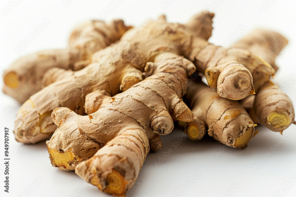 Fresh ginger root or rhizome isolated on white background Fresh ginger root or rhizome isolated on white background