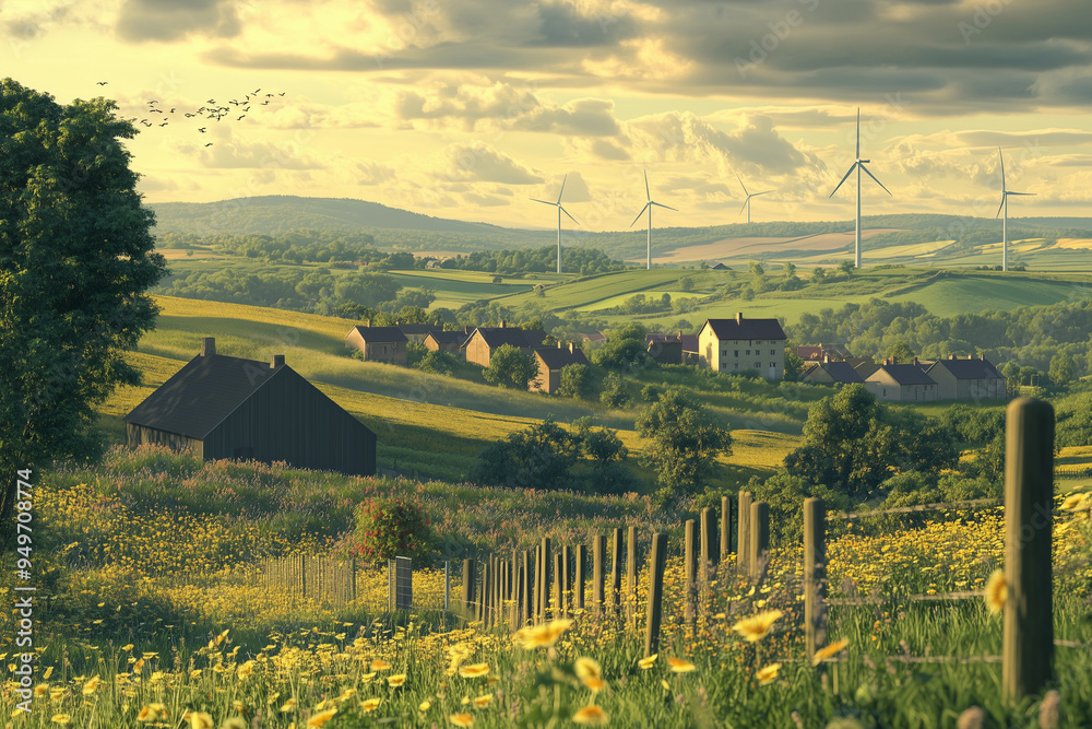 Naklejka premium The photo related to carbon neutrality, emissions reduction, and renewable energy , and sustainability, A heavy industrial site clean energy infrastructure