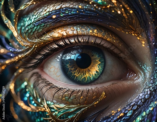 close up of peacock feather