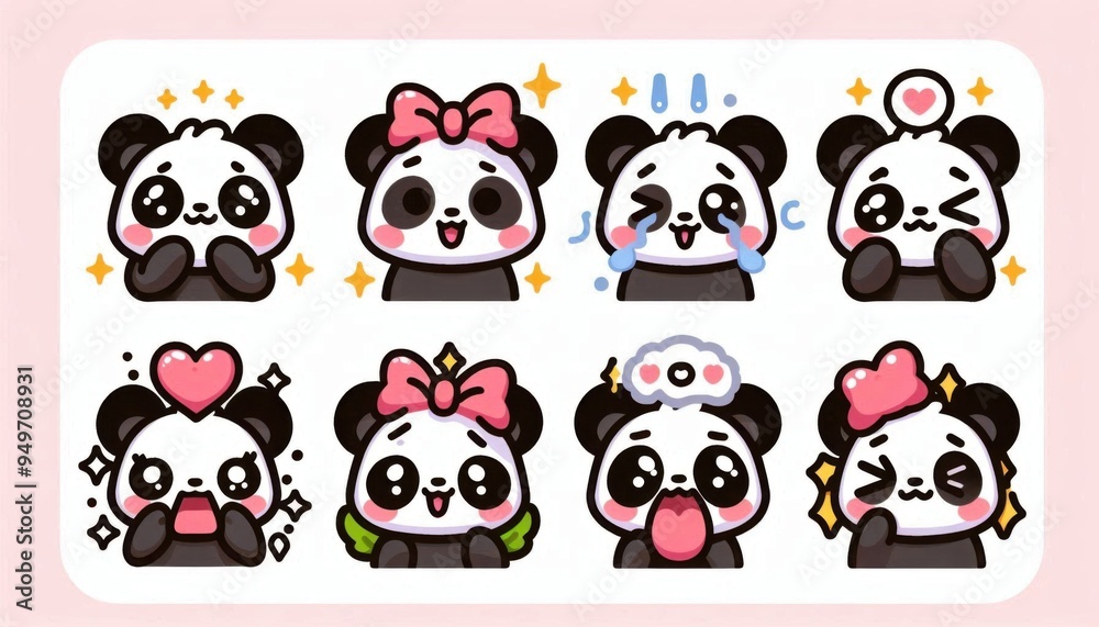set of cartoon cute panda set of cartoon cute panda
