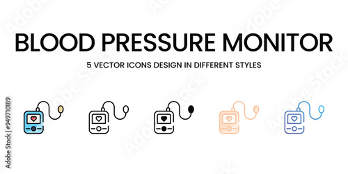 Blood Pressure Monitor icons set vector stock illustration