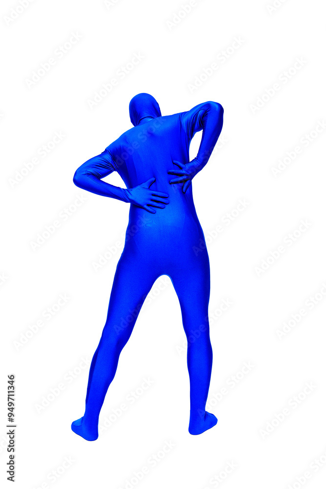 Mysterious blue man in blue suit has back pain Mysterious blue man in blue suit has back pain