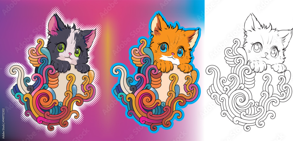 cute cat cartoon colorful cute cat cartoon colorful