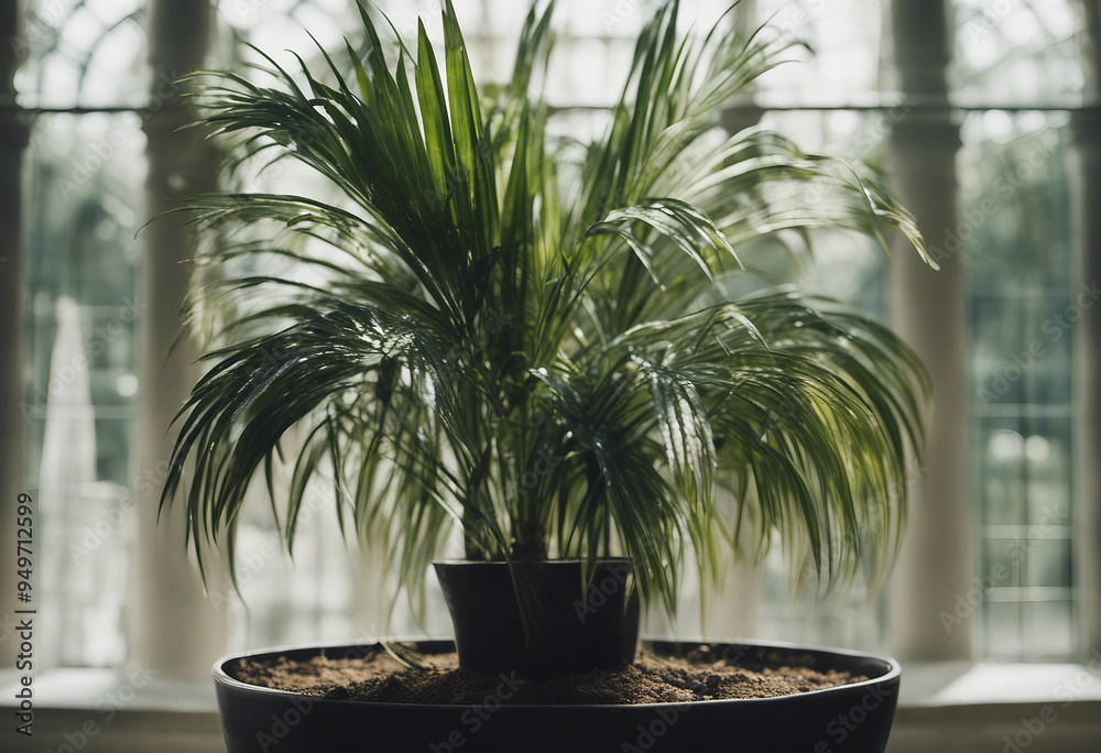 Obraz premium A palm house plant in a planter
