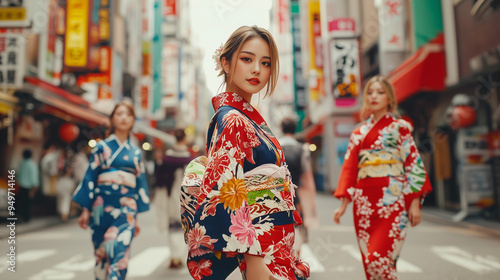 Three stylish women in Toky...
