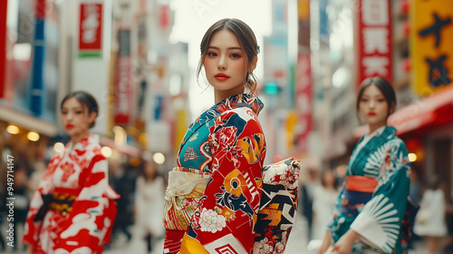 Three stylish women in Toky...