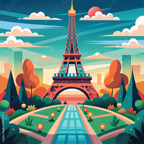 Vector Paris France Eiffel Tower