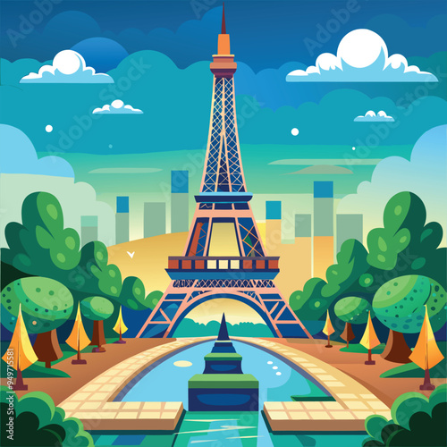 Vector Paris France Eiffel Tower
