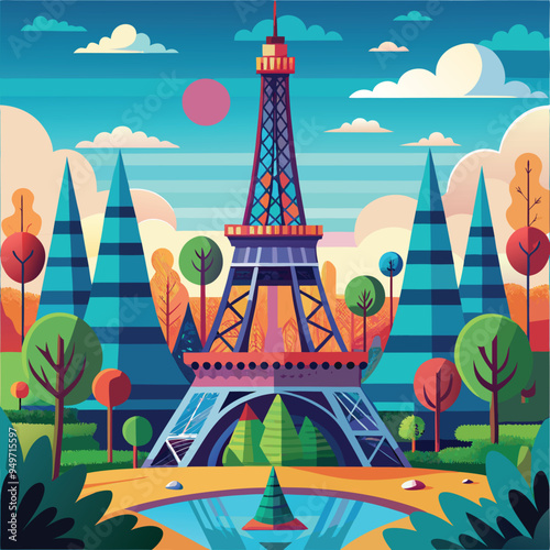 Vector Paris France Eiffel Tower