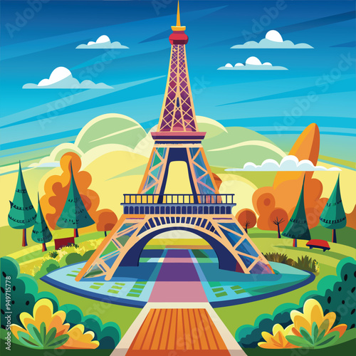 Vector Paris France Eiffel Tower