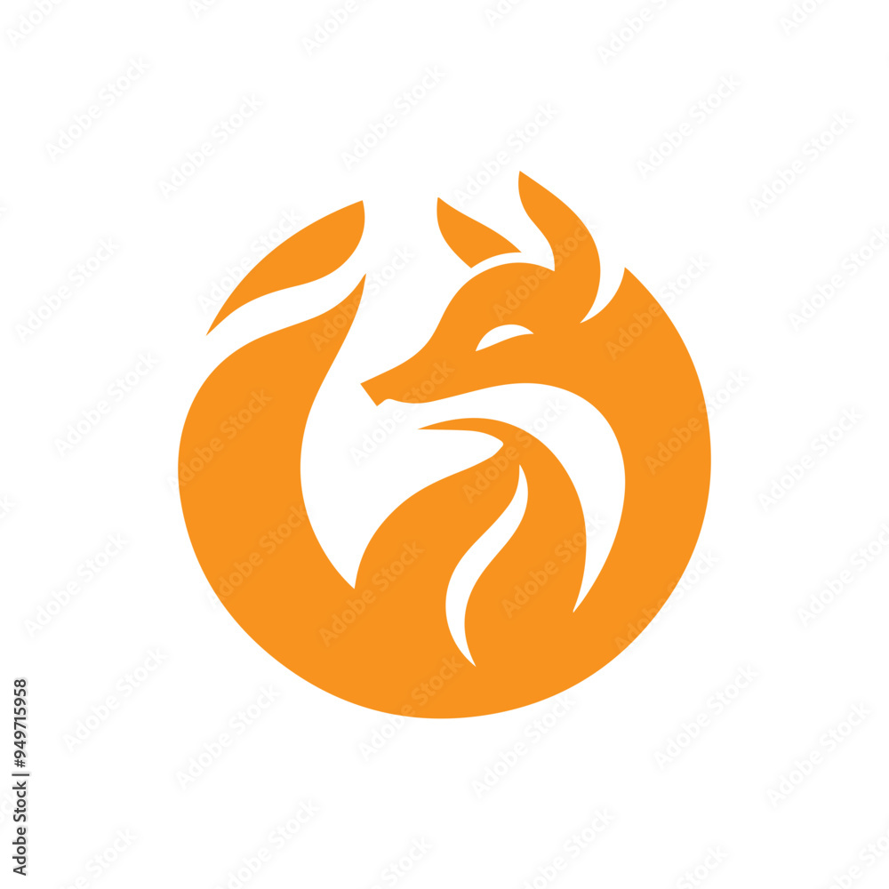 Obraz premium modern and simple orange fox logo icon 