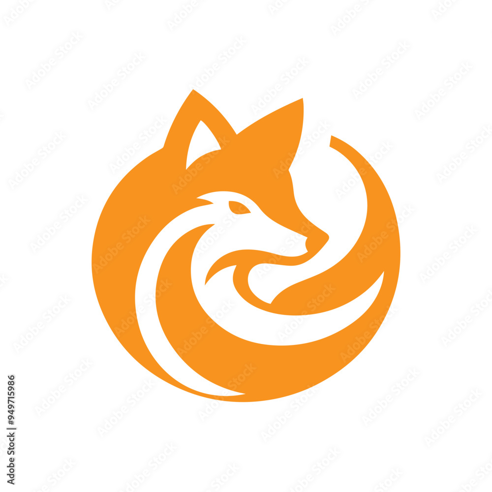 Obraz premium modern and simple orange fox logo icon 