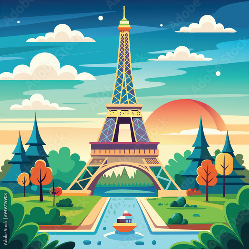 Vector Paris France Eiffel Tower