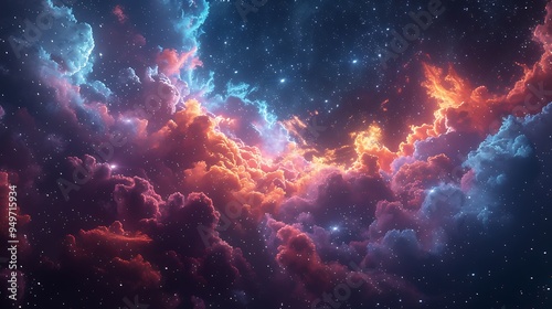 A panoramic view from a spacecraft window, with an astronaut observing a colorful nebula stretching across the sky, the stars and cosmic clouds creating a breathtaking scene, ultra-realistic textures,