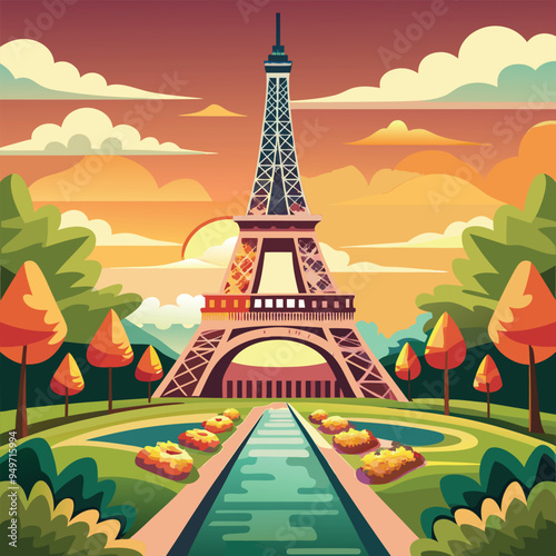 Vector Paris France Eiffel Tower