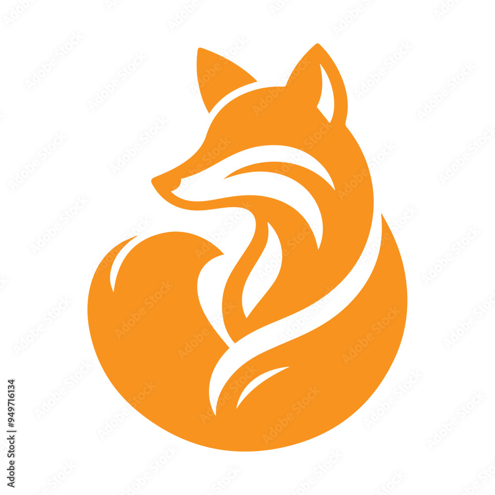 Obraz premium modern and simple orange fox logo icon 