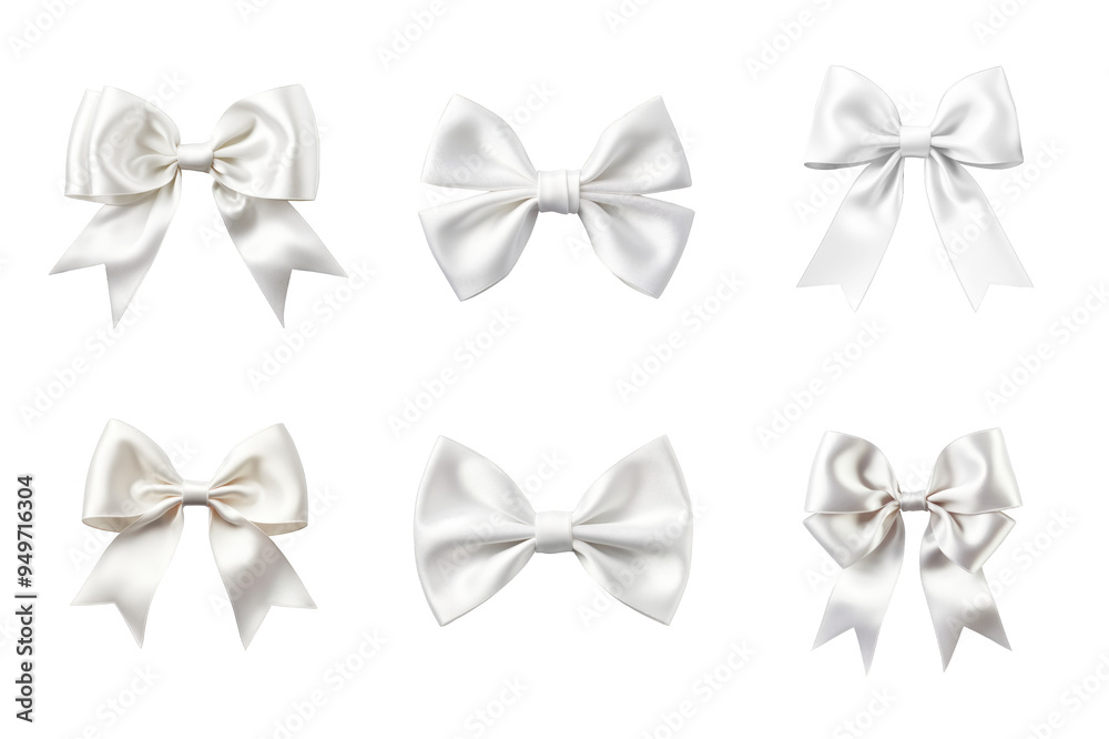 White Bow Collection Bundle Set Isolated on a Transparent Background White Bow Collection Bundle Set Isolated on a Transparent Background