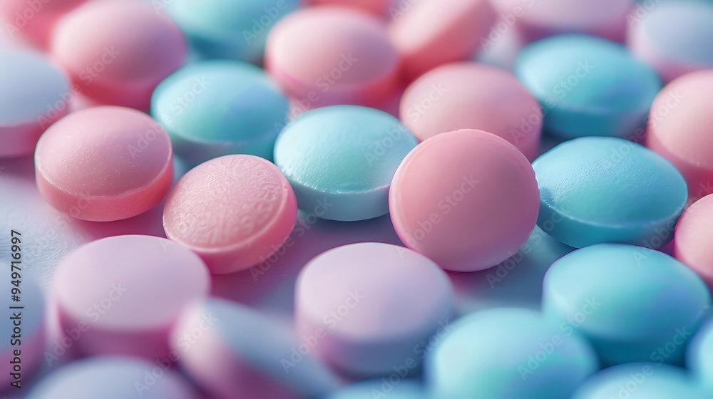 A neat arrangement of pastel-colored pills, soft hues, calming atmosphere, sharp focus, gentle lighting, hd quality, natural look. --ar 16:9 --v 6.0 --s 250 --style raw A neat arrangement of pastel-colored pills, soft hues, calming atmosphere, sharp focus, gentle lighting, hd quality, natural look. --ar 16:9 --v 6.0 --s 250 --style raw
