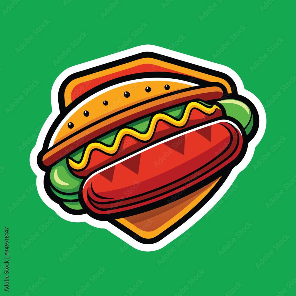 Fast food sticker design with Hot dog Fast food sticker design with Hot dog