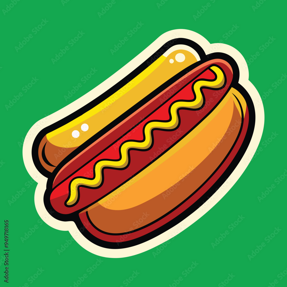 Fast food sticker design with Hot dog Fast food sticker design with Hot dog