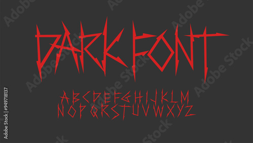 Dark sharp angles font type style. vector