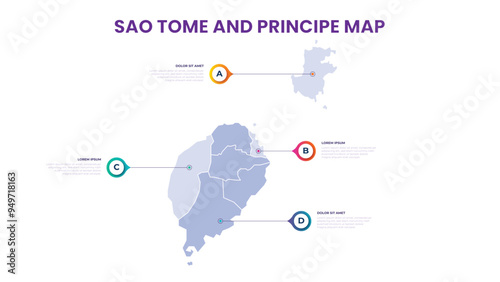 A map of the Sao Tome and Principe. Sao Tome and Principe infographic vector illustration with data and country information