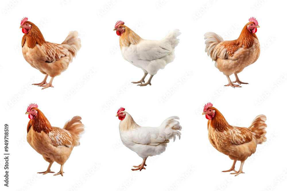 Hen Collection Bundle Set Isolated on a Transparent Background Hen Collection Bundle Set Isolated on a Transparent Background