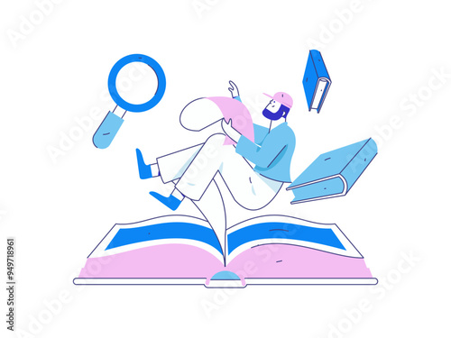 Character reading quietly vector concept operation hand drawn illustration
